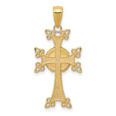 14K Polished/Textured Armenian Cross Pendant