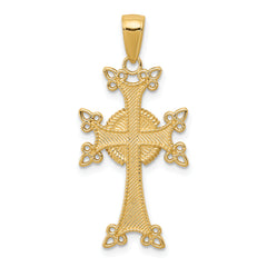 14K Polished/Textured Armenian Cross Pendant