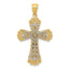 14K Two-tone Polished 2 Level Budded Cross Pendant