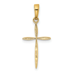 14K Gold Polished Cross Pendant with Tapered Ends Elegantly Solid Design