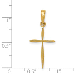 14K Gold Polished Cross Pendant with Tapered Ends Elegantly Solid Design