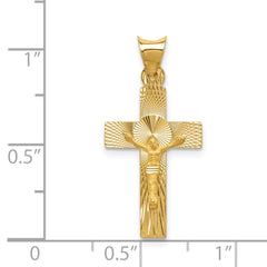 14K Gold Crucifix Pendant with Polished Satin Finish Semi-Solid and Elegant Design