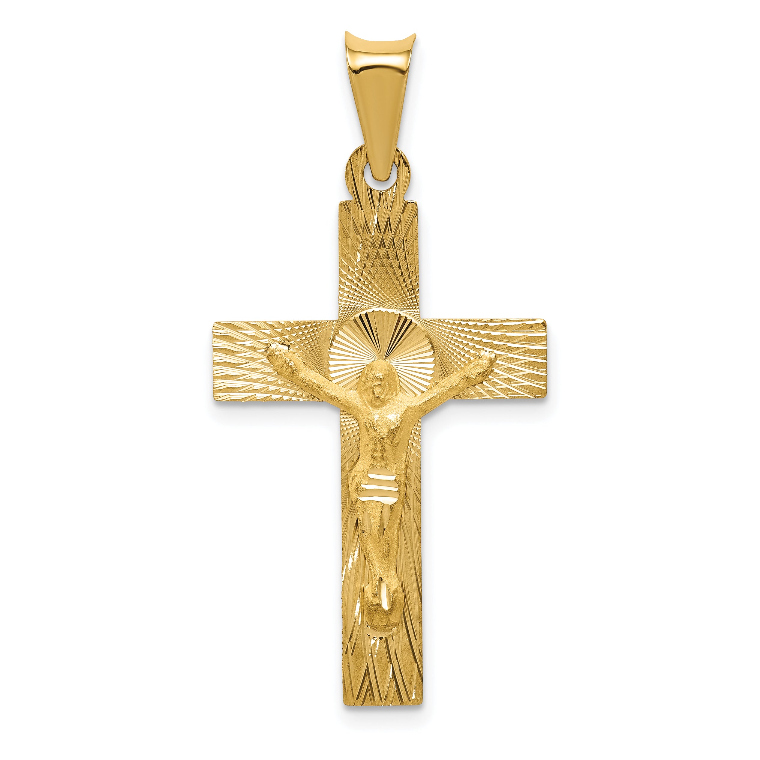 14k Polished Satin and D/C Crucifix Pendant