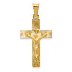 14k Polished Satin and D/C Crucifix Pendant
