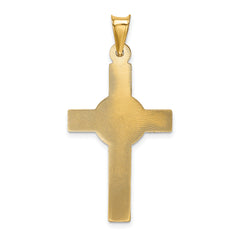 14K Gold Crucifix Pendant with Polished Satin and D/C Finish Elegant and Semi-Solid Design