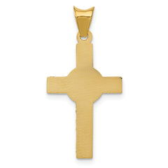 14K Gold Iona Crucifix Pendant with Rhodium Accent Semi-Solid & Die Struck