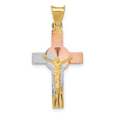 14K w/Rhodium Iona Crucifix Cross Pendant