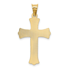 14K Yellow Gold Crucifix Pendant with Polished Satin Finish 37mm