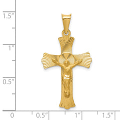 14K Yellow Gold Crucifix Pendant with Polished Satin Finish 37mm