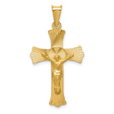 14k Polished Satin and D/C Crucifix Pendant