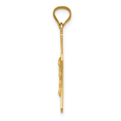 14K Yellow Gold Crucifix Pendant with Polished Satin Finish Solid, Die Struck Design