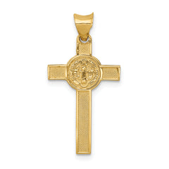 14K Two-Tone Gold St. Benedict Crucifix Pendant Solid, Rhodium-Plated