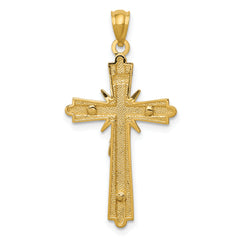 14K Two-Tone Gold Polished Crucifix Pendant Elegant Solid Design