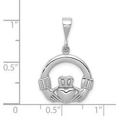 14K White Gold Claddagh Charm with Polished Finish Men's Classic Design
