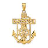 14K Polished Textured Mariners Crucifix Pendant