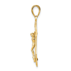 14K Gold Mini Mariners Crucifix Pendant with Polished Textured Finish