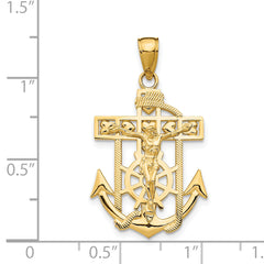 14K Gold Mini Mariners Crucifix Pendant with Polished Textured Finish