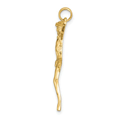 14K Gold Polished Corpus Pendant with Semi-Solid Design 35mm