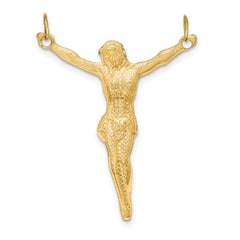 14K Gold Polished Corpus Pendant with Semi-Solid Design 35mm