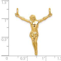 14K Gold Polished Corpus Pendant with Semi-Solid Design 35mm
