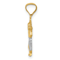 14K Gold Polished Baby Jesus Pendant with Rhodium Accent