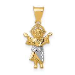 14k with Rhodium D/C Polished Baby Jesus Pendant