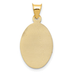 14K Gold Two-Tone Sagrado Corazon Oval Pendant with Rose and White Rhodium Detailing