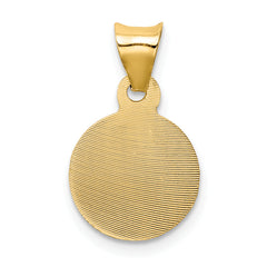 14K Gold Sagrado Corazon Circle Pendant with Polished Finish Solid