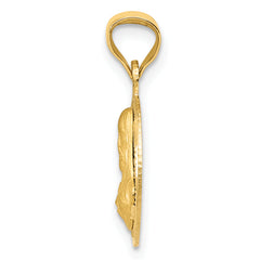 14K Gold Sagrado Corazon Pendant with Polished Die-Struck Design