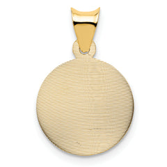 14K Gold Sagrado Corazon Pendant with Polished Die-Struck Design