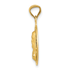 14K Gold Sagrado Corazon Circle Pendant with Polished Finish Elegant Design