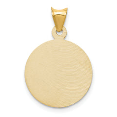 14K Gold Sagrado Corazon Circle Pendant with Polished Finish Elegant Design