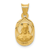 14K Polished D/C Sagrado Corazon Oval Pendant