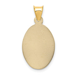 14K Gold Sagrado Corazon Oval Pendant with Polished Finish Solid Design