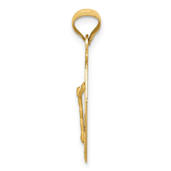 14K Gold Polished Oval Corpus Pendant with Solid Die Struck Design