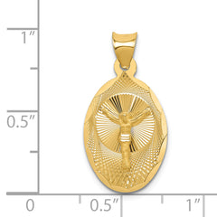 14K Gold Polished Oval Corpus Pendant with Solid Die Struck Design