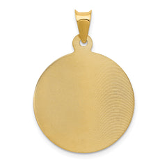 14K Gold Polished Corpus Circle Pendant with Die-Struck Solid Design