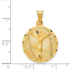 14K Gold Polished Corpus Circle Pendant with Solid Die Struck Design