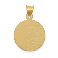 14K Gold Polished Corpus Circle Pendant with Elegant Die Struck Design