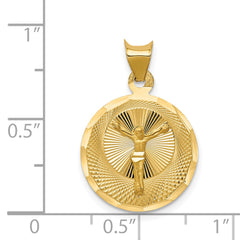 14K Gold Polished Corpus Circle Pendant with Elegant Die Struck Design