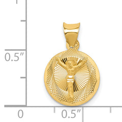 14K Gold Polished Corpus Circle Pendant with Elegant Die Struck Design
