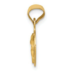 14K Gold Polished Corpus Circle Pendant Elegant & Solid Design