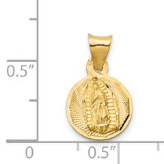 **14K Gold & Rhodium Lady of Guadalupe Pendant with Diamond-Cut Detail**