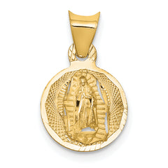 14K Polished D/C Lady Of Guadalupe Circle Pendant