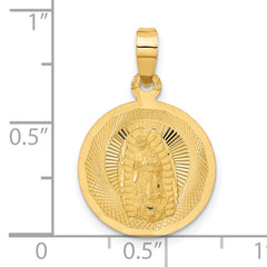 14K Gold Polished Lady of Guadalupe Pendant with Diamond-Cut Detailing