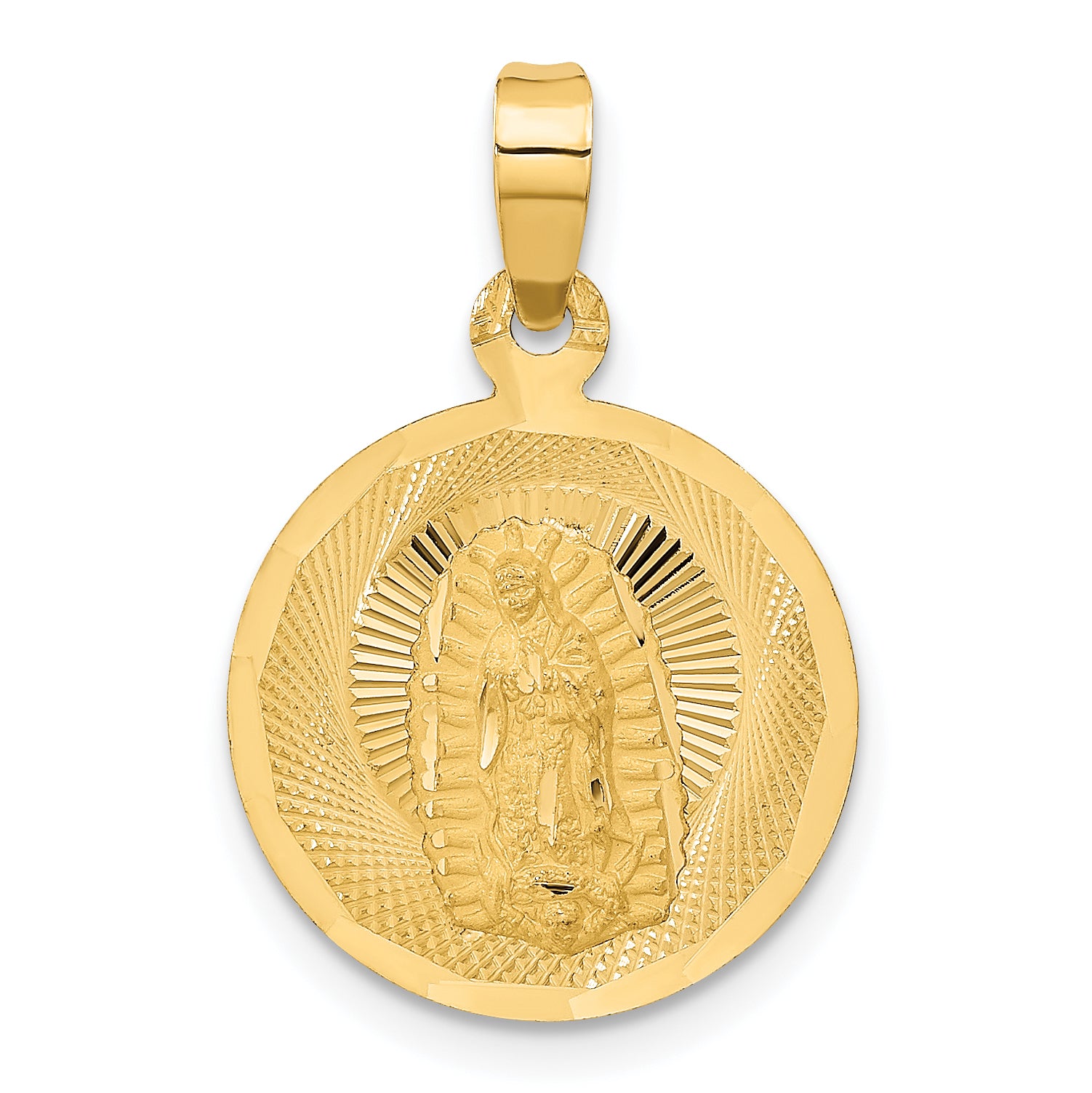 14K Polished D/C Lady Of Guadalupe Circle Pendant