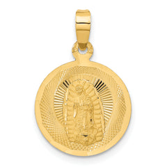 14K Polished D/C Lady Of Guadalupe Circle Pendant