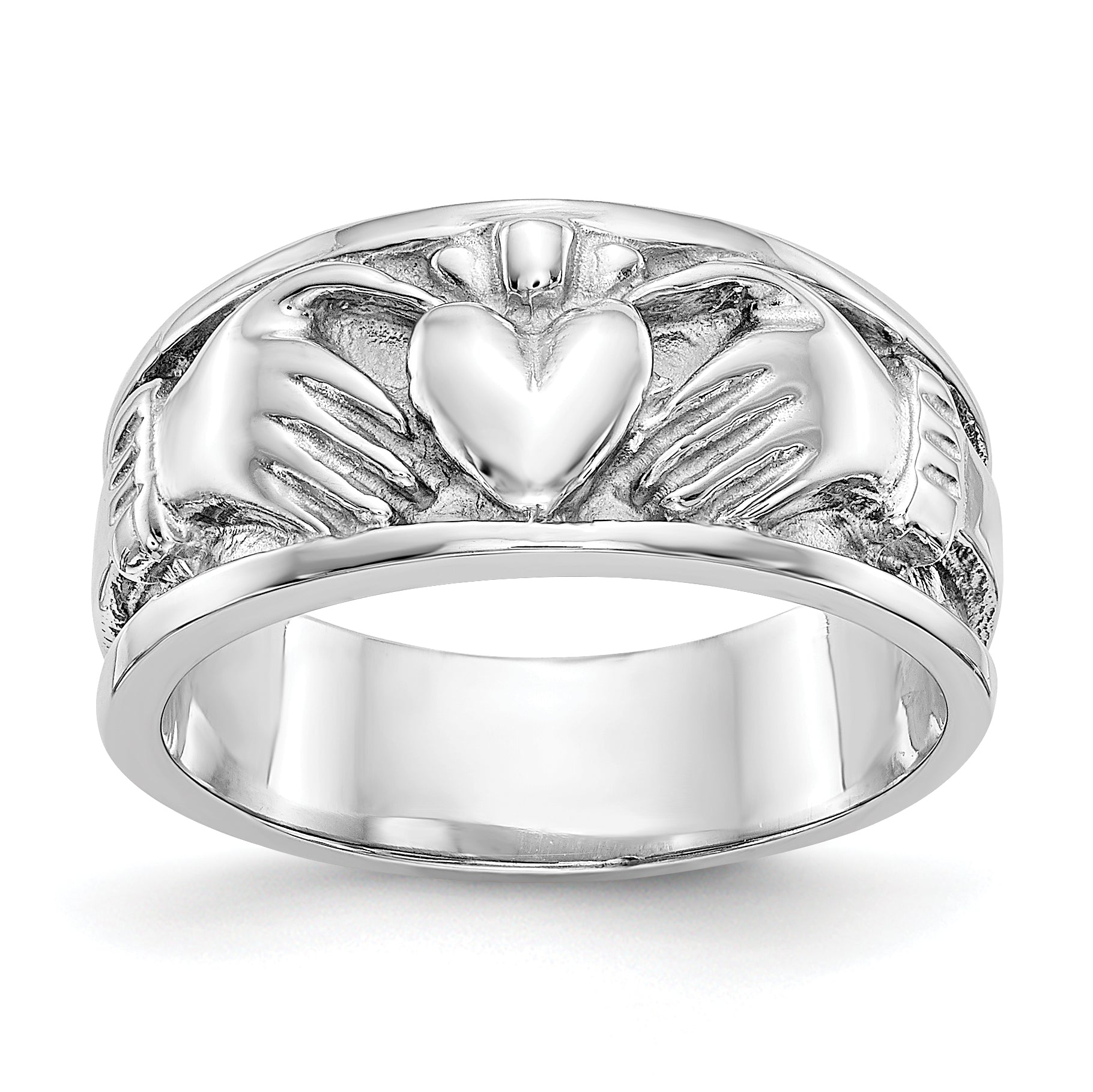 14k White Gold Claddagh Band