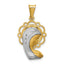 Virgin Mary Pendant in 14K Two-Tone Gold, 30mm, Scalloped Edge - Sophia Jewelers