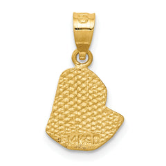 14K Gold Satin Diamond-Cut Mary Pendant with Brushed Finish Solid & Elegant